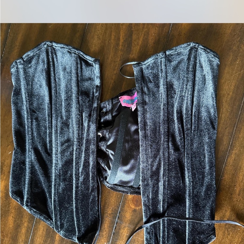 Edikted Black Velvet Bodysuit